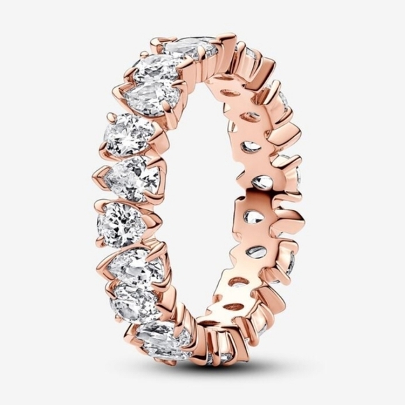 Authentic Pandora Alternating Sparkling Band Ring - Picture 1 of 5